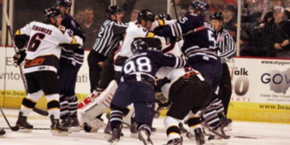 Amidst Penalties, Fights, Ejections, Cyclones Prevail Over Chicago 4-3