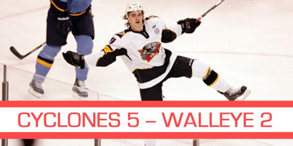 Cyclones Win Third Straight Over Walleye, 5-2